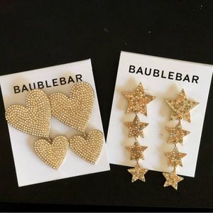 Baublebar Crystal Pave 4-Star & Heart Drop Earrings